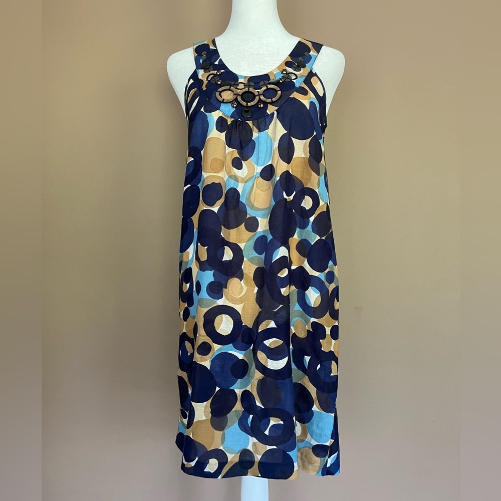 {Kensie} Sleeveless Silk Blend Circle Print Shift Dress - Womens 2